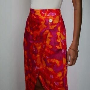 Watercolor Satin Wrap Floral Skirt Size 6​